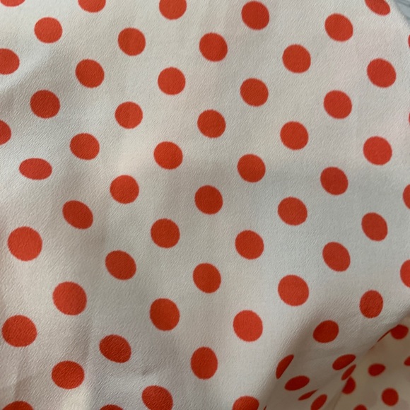 Forever 21 Women's Shirt Size M Cream & Pink Polka Dots Button Down Blouse Belt - Picture 9 of 10